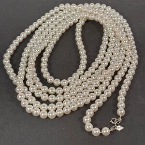Vintage Sarah Coventry  Faux Pearl Necklace 45” Strand 60’s/70’s Costume Jewelry